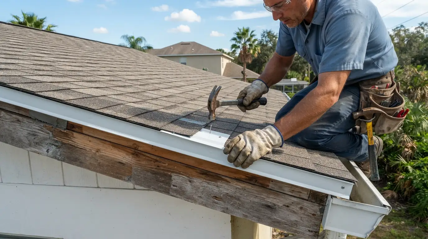 New continuous drip edge metal along a roof eave